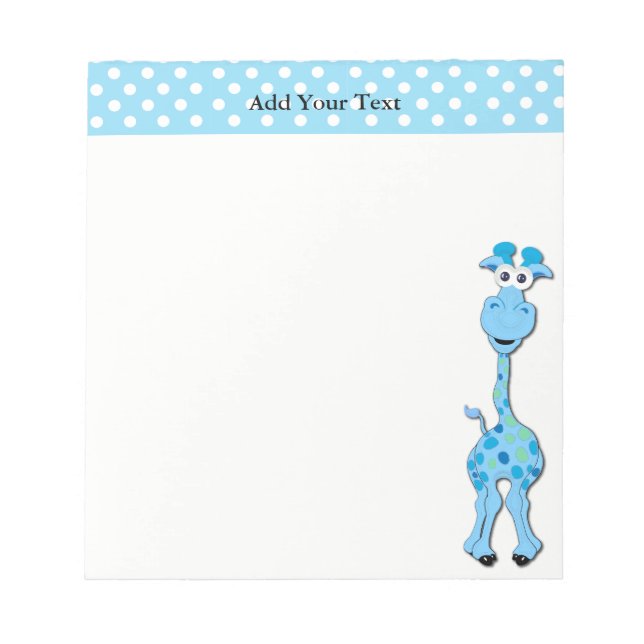 Baby Blue Giraffe Baby Shower Theme Notepad (Front)
