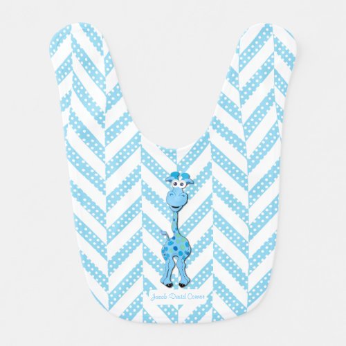 Baby Blue Giraffe Design Pattern Baby Bib