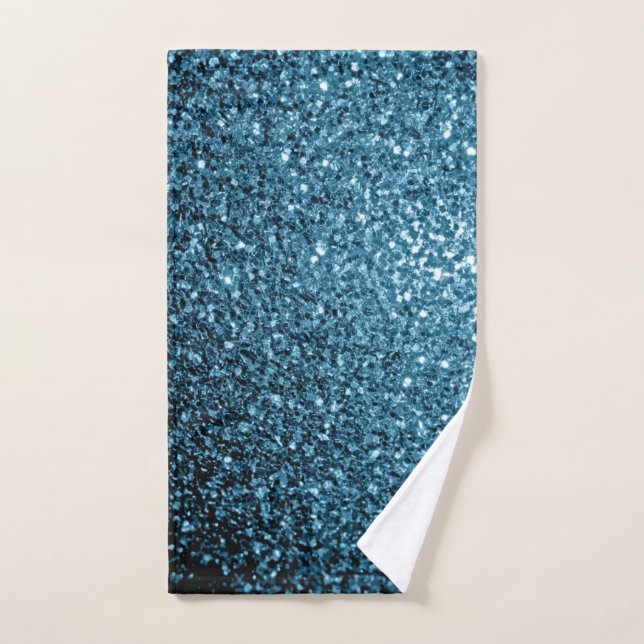 Baby blue glitter sparkles hand towel  (Hand Towel)