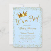 Baby Blue Gold Baby Boy Shower Invitation (Front)