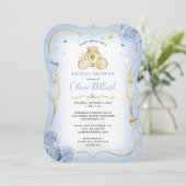 Baby Blue Gold Cinderella Princess Bridal Shower Invitation (Standing Front)