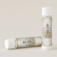 Baby Blue Gold Prince Baby Shower Lip Balm Favors