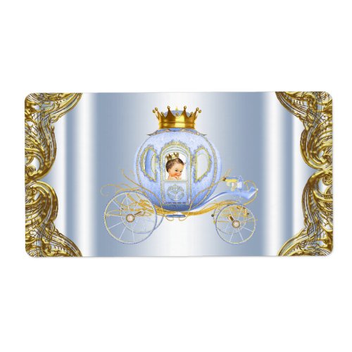 Baby Blue Gold Prince Baby Shower Water Bottle Label