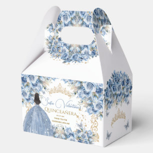 Baby Blue Gold Quinceanera Princess Butterfly Favor Boxes