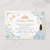 Baby Blue Gold Quinceanera Reception Details