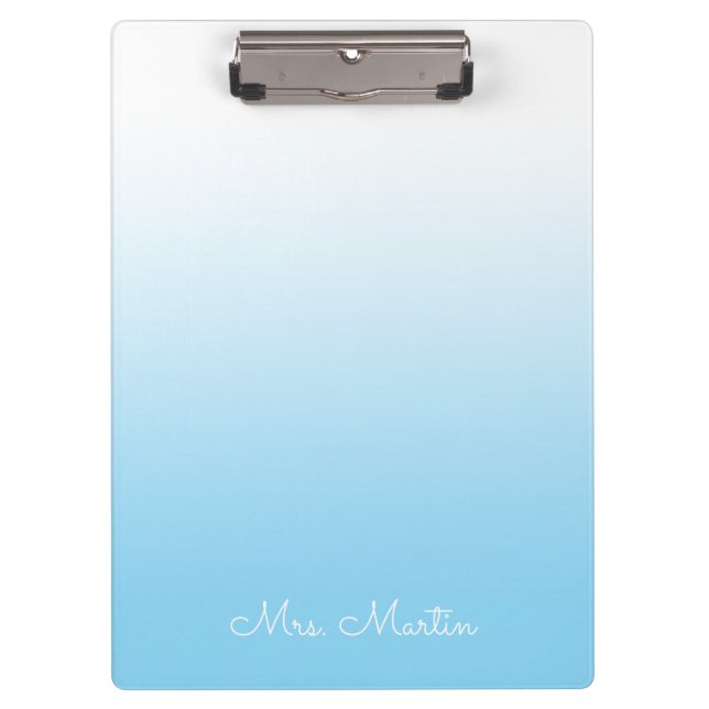 Baby Blue Gradient Personalized Teacher Clipboard (Front)