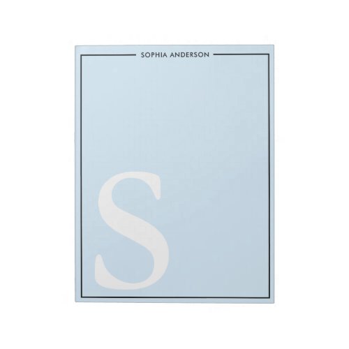 Baby Blue Graphic Monogram Personalized Name Notepad