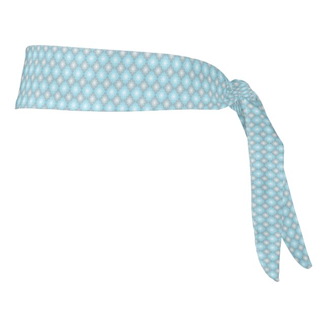 Baby Blue & Gray Diamond Pattern Tie Headband (Rotate 90)