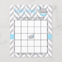 Baby Blue & Gray Elephant Baby Shower - Bingo Flyer