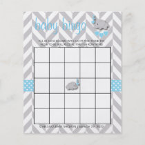 Baby Blue & Gray Elephant Baby Shower - Bingo Flyer