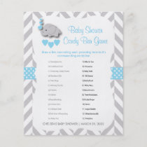 Baby Blue & Gray Elephant Baby Shower - Candy Bar Flyer