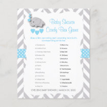 Baby Blue & Gray Elephant Baby Shower - Candy Bar Flyer