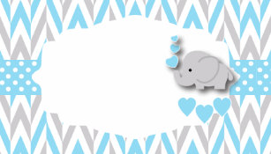 Baby Shower Elephant Office School Products Zazzle Baby Blue Gray Elephant Shower Food Labels Business Card