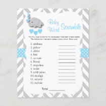 Baby Blue & Gray Elephant Baby Shower - Scramble Flyer