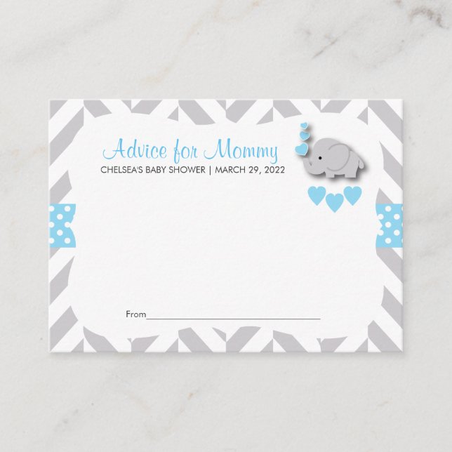 Baby Blue & Gray Elephant Baby Shower SM - Advice (Front)
