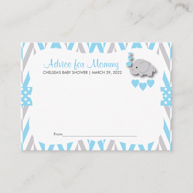 Baby Blue & Gray Elephant Baby Shower Sm - Advice (Front)