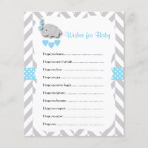 Baby Blue & Gray Elephant Baby Shower - Wishes Flyer