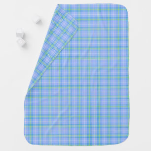 Baby Blue, Green, and White Plaid Baby Blanket