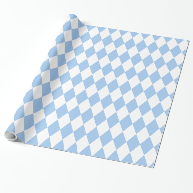 Baby Blue Harlequin Wrapping Paper (Unrolled)