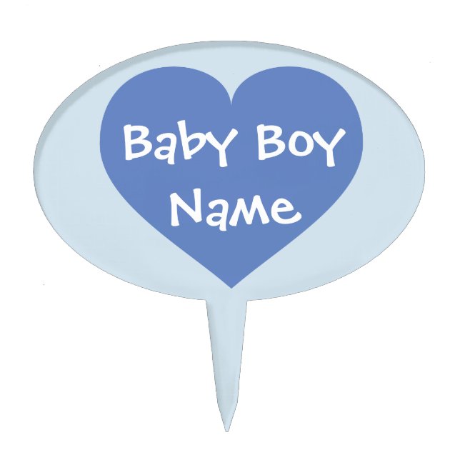 Baby blue heart cake topper (Front)