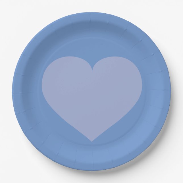 Baby Blue Heart  Paper Plates (Front)