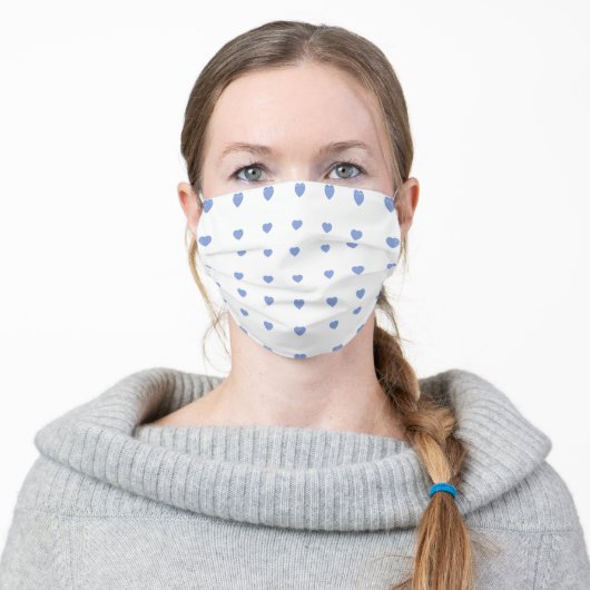 Baby Blue Hearts Cloth Face Mask Cover (Worn)