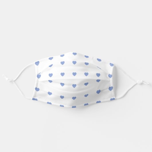 Baby Blue Hearts Cloth Face Mask Cover (Front, Unfolded)