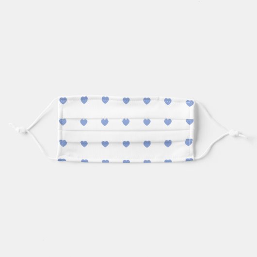 Baby Blue Hearts Cloth Face Mask Cover (Front, Folded)