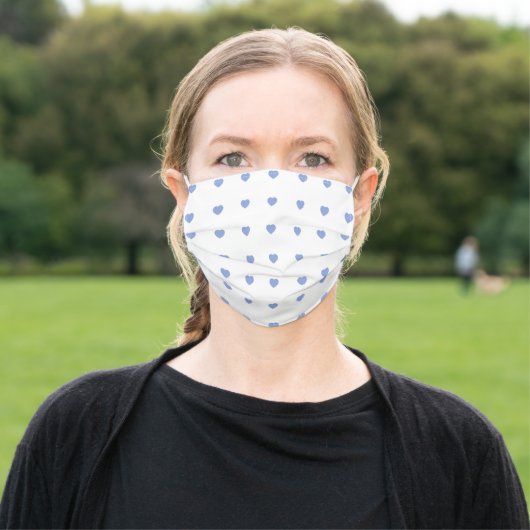 Baby Blue Hearts Cloth Face Mask Cover (Outside)