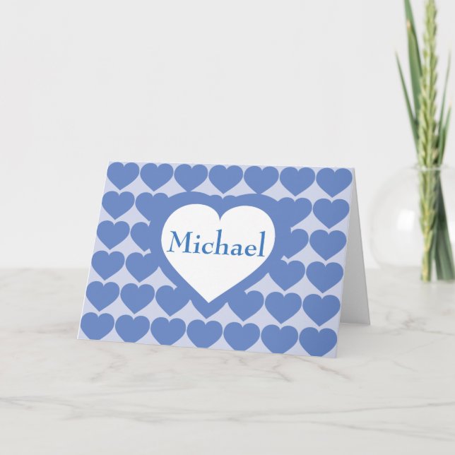 Baby Blue Hearts - Personalized Thank You Card (Front)