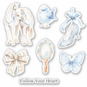 Baby Blue High Heel Bow Butterfly Bird Horses Sticker