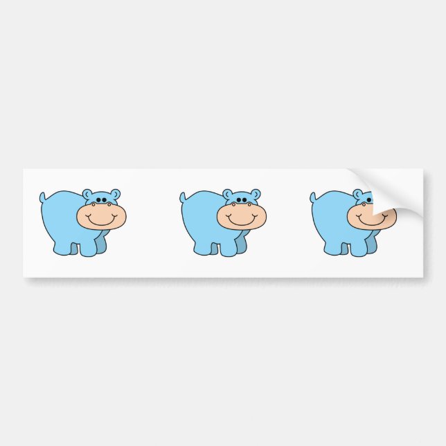 baby blue hippo bumper sticker (Front)
