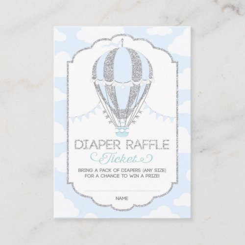 Baby Blue Hot Air Balloon Diaper Raffle Ticket Enclosure Card