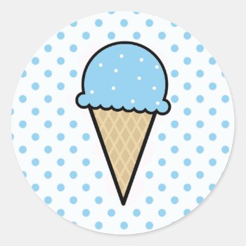 Baby Blue Ice Cream Cone Classic Round Sticker by ColorStock at Zazzle