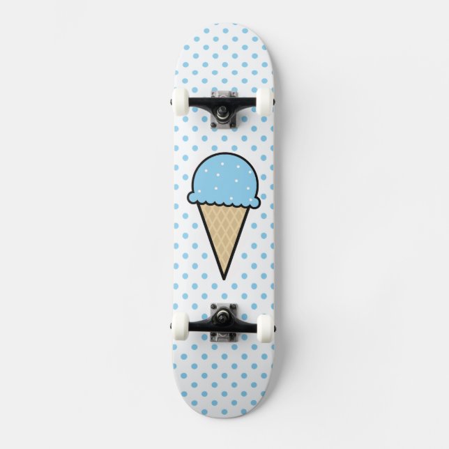 Baby Blue Ice Cream Cone Skateboard Deck (Front)