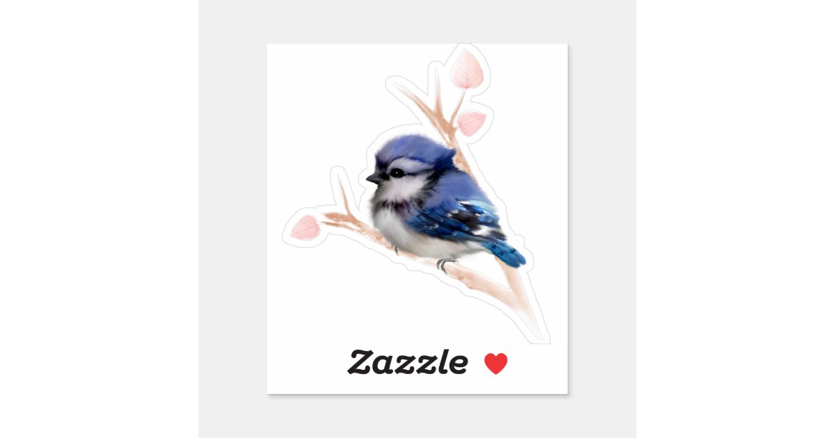 Baby Blue Jay Bird Custom-Cut Vinyl Sticker | Zazzle