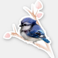 Blue Jay Sticker Decal, Bird Art Vinyl Laptop Cute Waterbottle