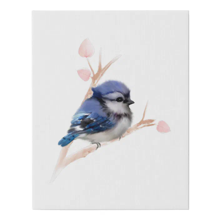 Baby Blue Jay Bird Wrapped Canvas Print Zazzle Com