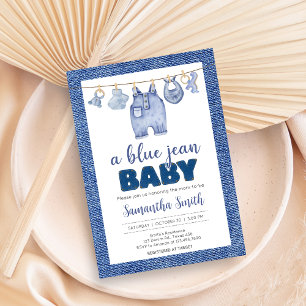 Baby Blue Jean Baby Shower Invitation