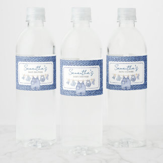 Baby Blue Jean Baby Shower  Water Bottle Label