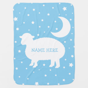 Baby Blue Lamb Moon & Stars Blanket