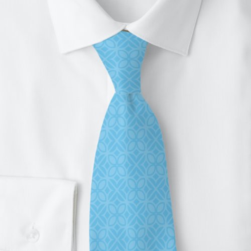 Baby Blue Leaves & Lines Neck Tie