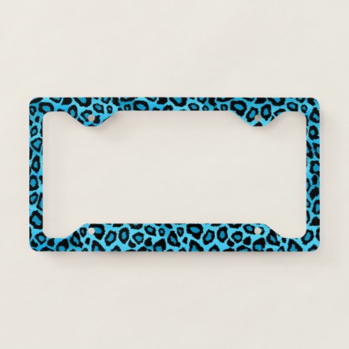 Baby Blue Leopard Animal Print License Plate Frame