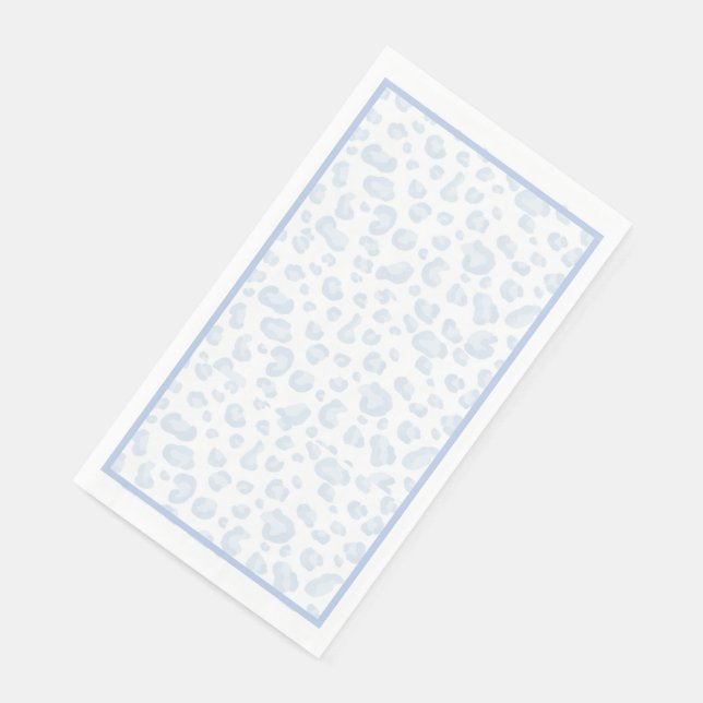 Baby blue Leopard print Paper Guest Towels (Corner)