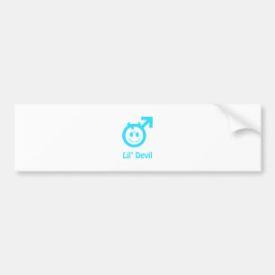 Baby Blue Lil Devil Male Symbol Bumper Sticker