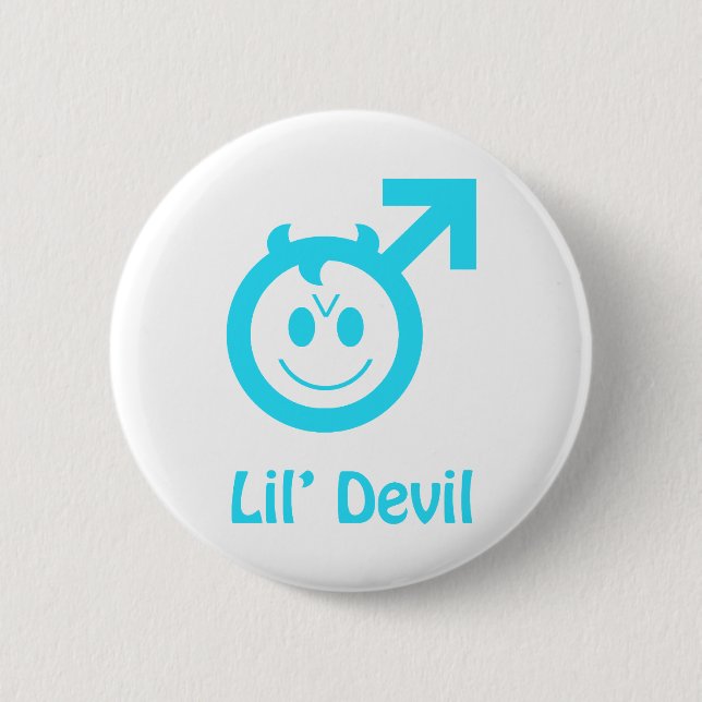Baby Blue Lil Devil Male Symbol Button (Front)
