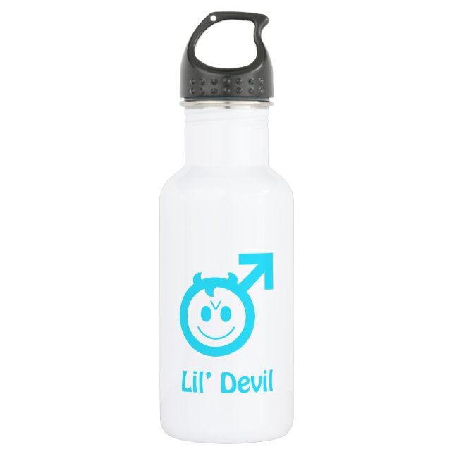 Baby Blue Lil Devil Male Symbol Water Bottle (Front)