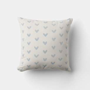 Baby Blue Love Hearts Pattern OffWhite Throw Pillow