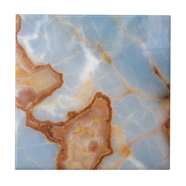 Baby Blue Marble with Rusty Veining Tile (Front)