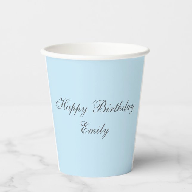 Baby Blue Minimalist Birthday Party Paper Cup (Front)